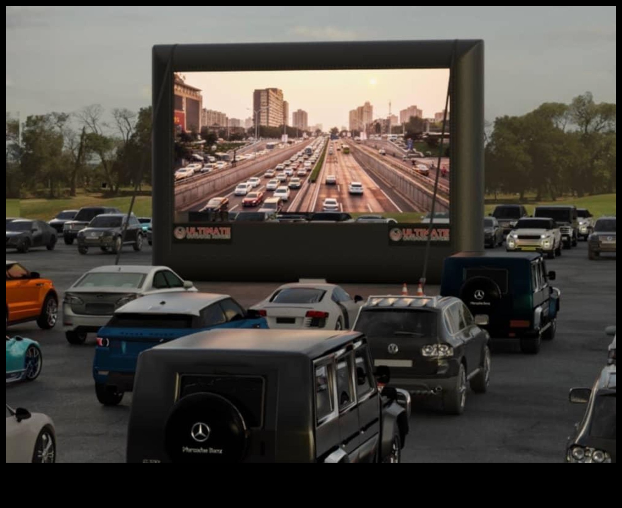 Ψυχαγωγία Drive-In: Ηλεκτρονικά βίντεο στο αυτοκίνητο για κινηματογράφο στο δρόμο